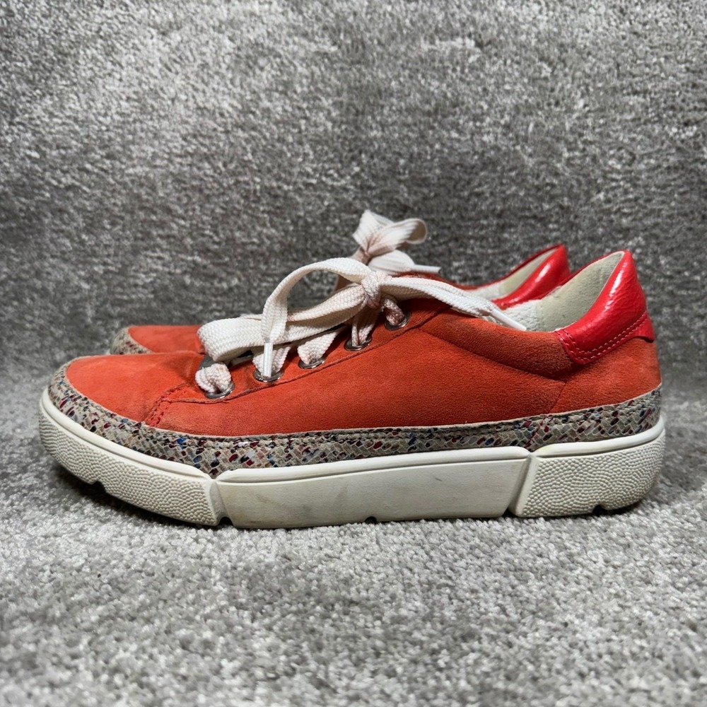 Ara High Soft Renata Sneakers Orange Suede Red Leather Lace Up Women UK 4.5 US 7